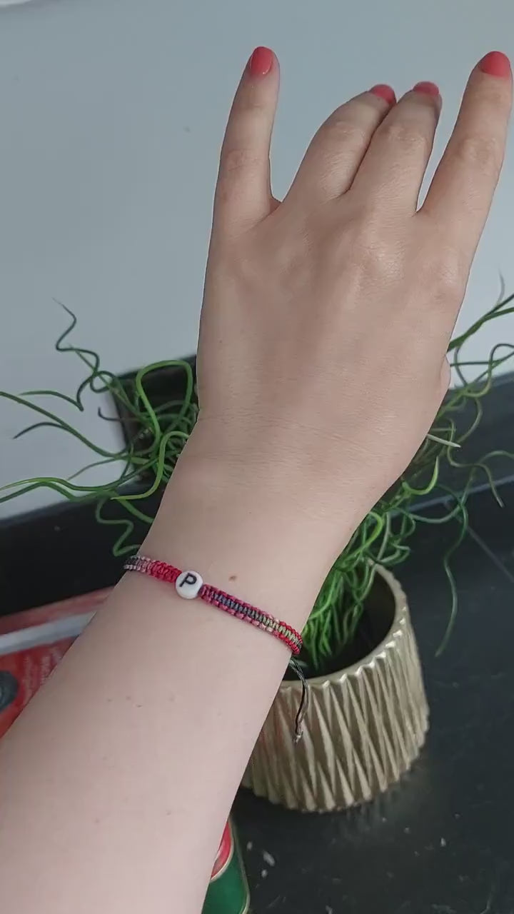 Matching Initial Bracelets, Personalised Woven Couple Bracelet Set