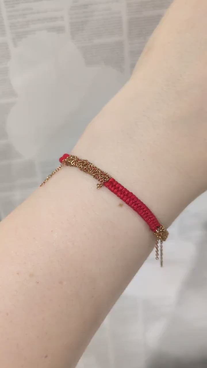 Woven Boho Bracelet: Stainless Steel Chain, Waterproof Rope, Summer Jewelry