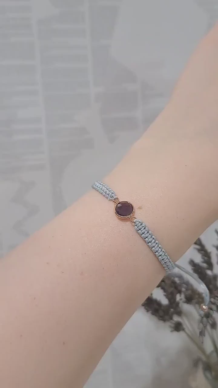 Personalized Birthstone Bracelet: Handmade Woven Cotton Boho Bracelet, jewelry gifts